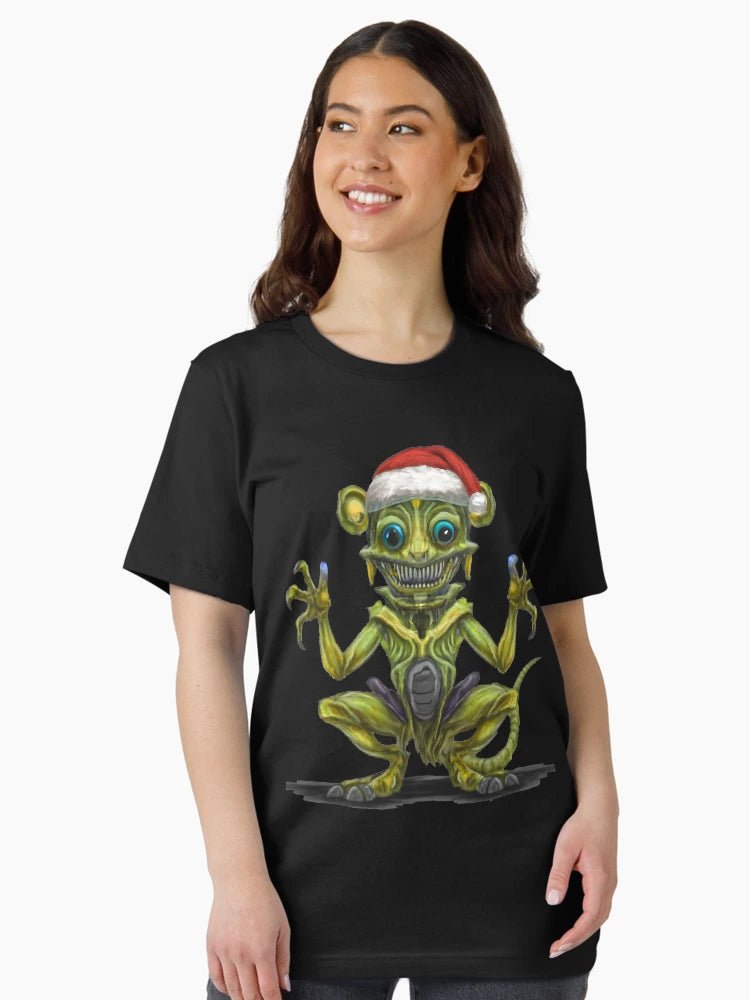 Alien wearing a Santa hat