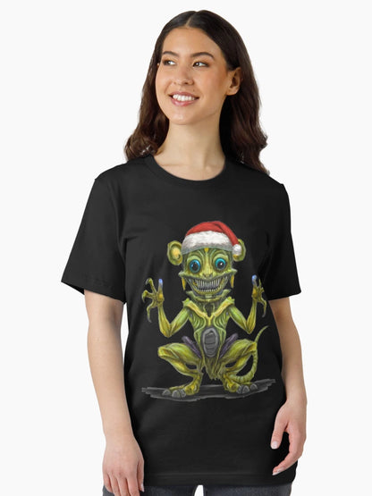 Alien wearing a Santa hat