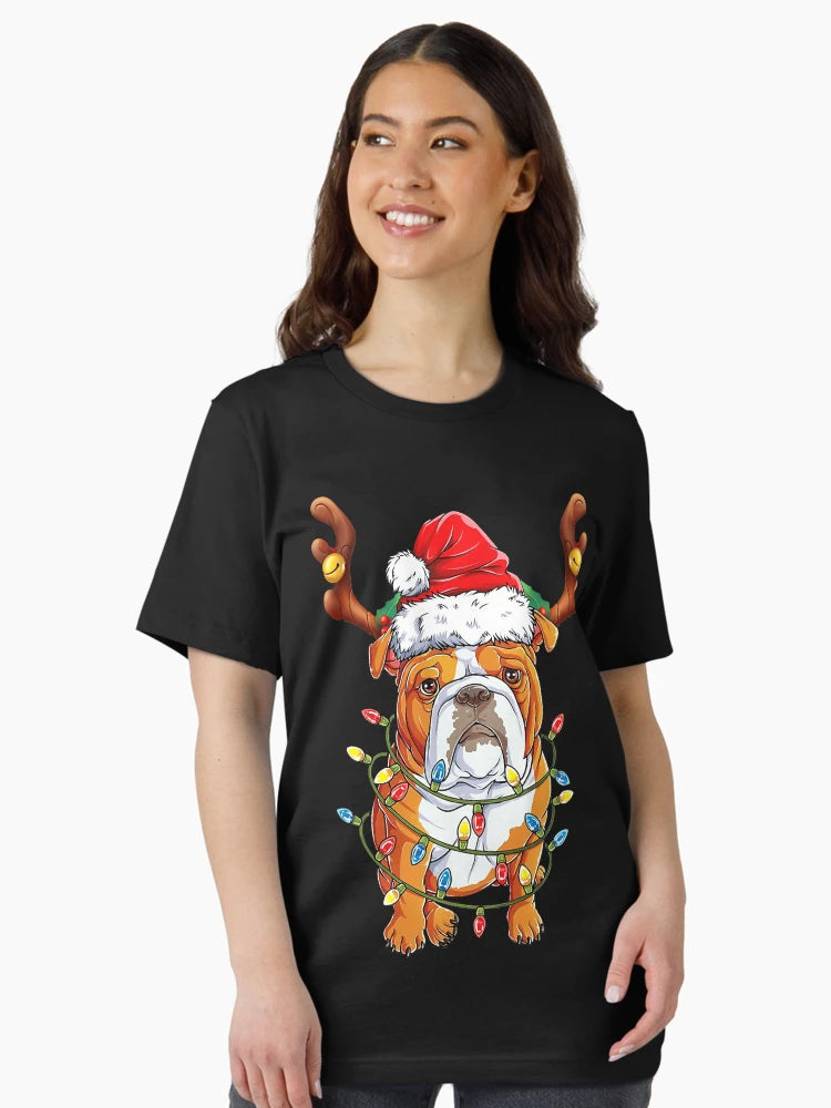 English Bulldog Reindeer Funny Christmas