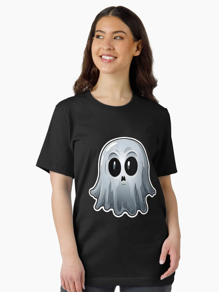 Ethereal Ghost 'Boo' Sticker – Glowing Font and Misty Tendrils - T shirt