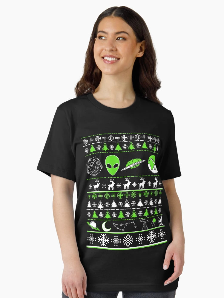 Alien Ugly Christmas Sweater Tee