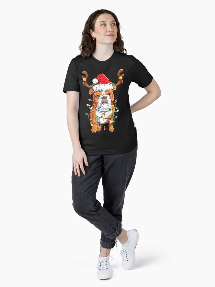 English Bulldog Reindeer Funny Christmas