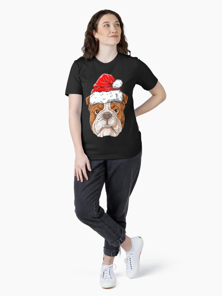 English Bulldog Christmas Dog Santa Hat Xmas