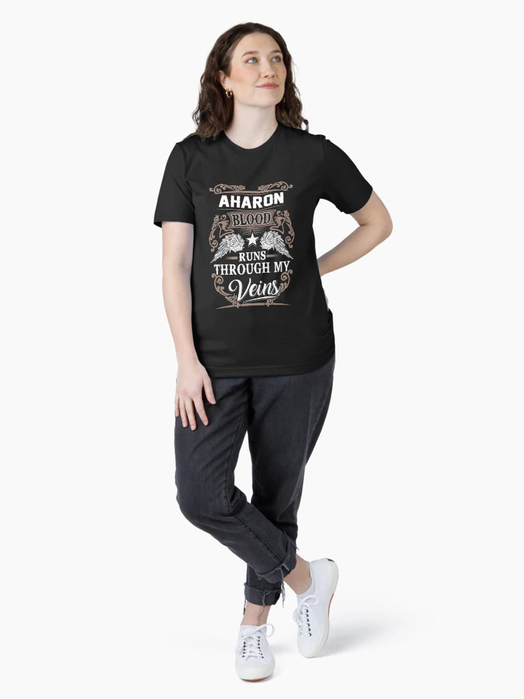 Aharon Name T Shirt - Aharon Blood Runs Through My Veins  Gift Item Tee