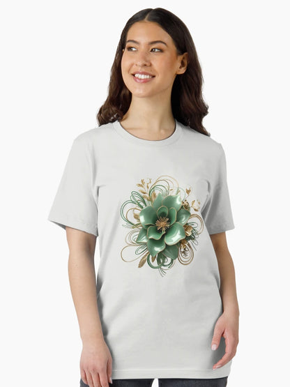 3D blooming green & gold flower