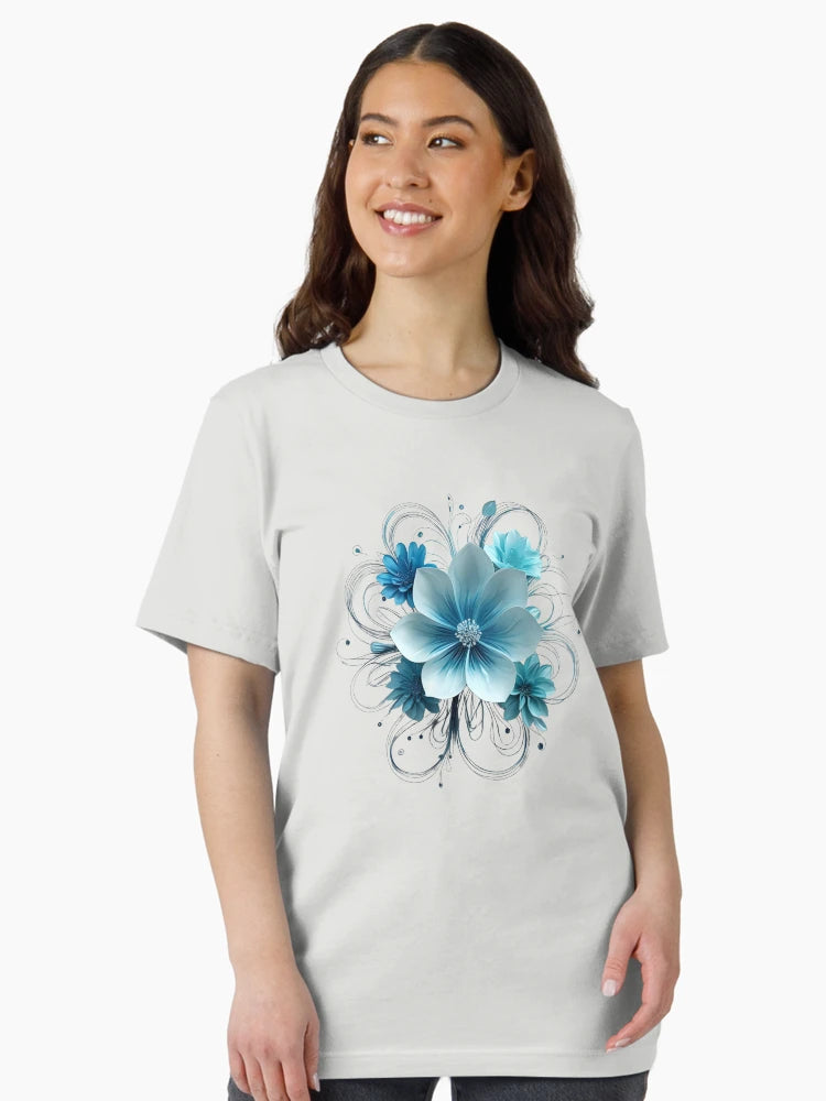 3D lacey delicate baby blue flower