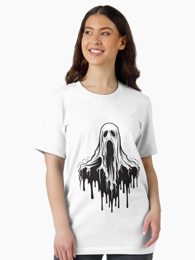 A spooky ghost with black and white colors