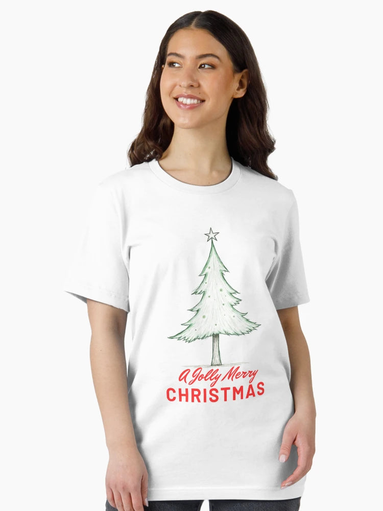 A Jolly Merry Christmas - Classic Star-Topped Christmas Tree T-Shirt