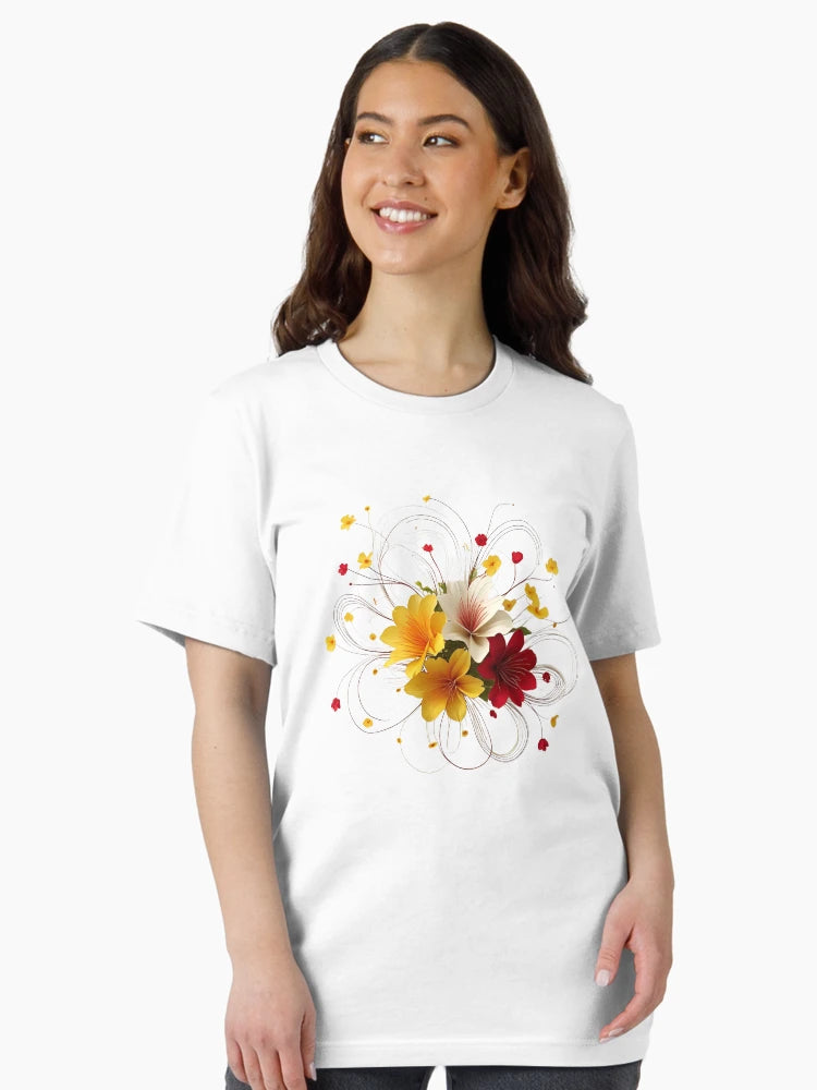 3D red, white & yellow flower