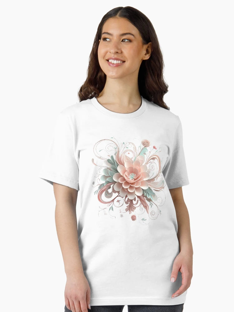 3D lacey pink & aqua flower