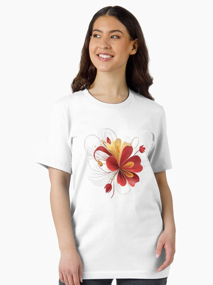 3Ddelicate red & gold flowers