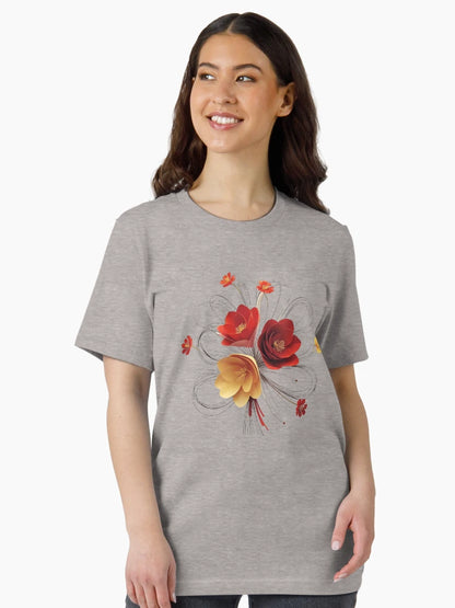 3D red & gold flowers