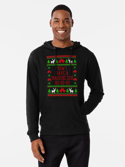 Now I Have A Machine Gun Ho-Ho-Ho - Die Hard Quote - Ugly Christmas Sweater Style