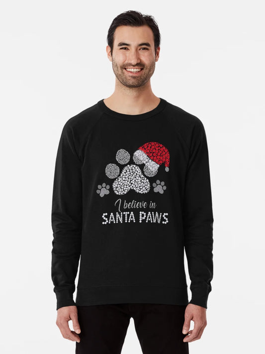 Dog Paw Santa Hat Christmas I Believe In Santa Paws