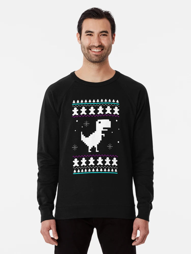 8-Bit Dinosaur Christmas Jumper, Dino Xmas Ugly Sweater