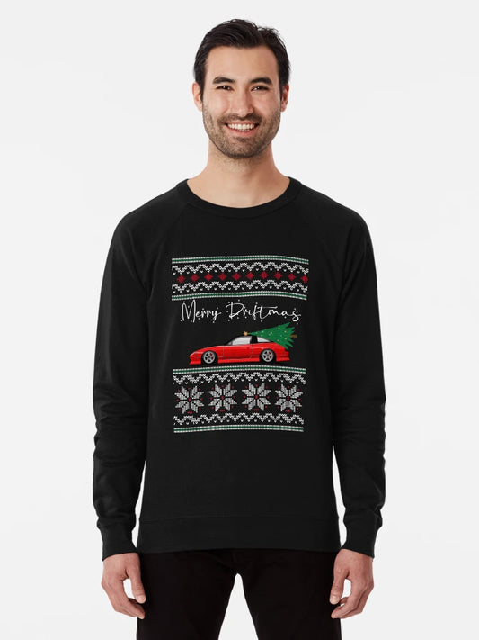 240SX Ugly Christmas Sweatshirt | Merry Driftmas, JDM, Gift for Car Guy, Lover, Enthusiast, Boyfriend, Xmas Tree, Rocking around the Christmas Tree