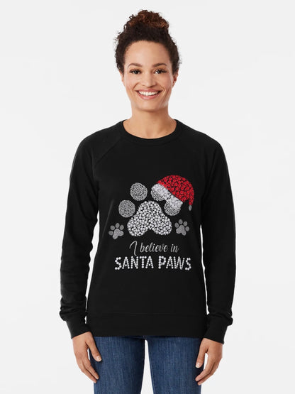 Dog Paw Santa Hat Christmas I Believe In Santa Paws