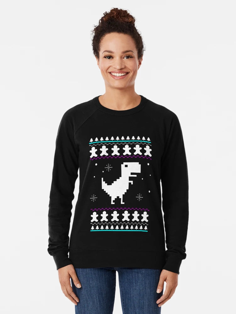 8-Bit Dinosaur Christmas Jumper, Dino Xmas Ugly Sweater