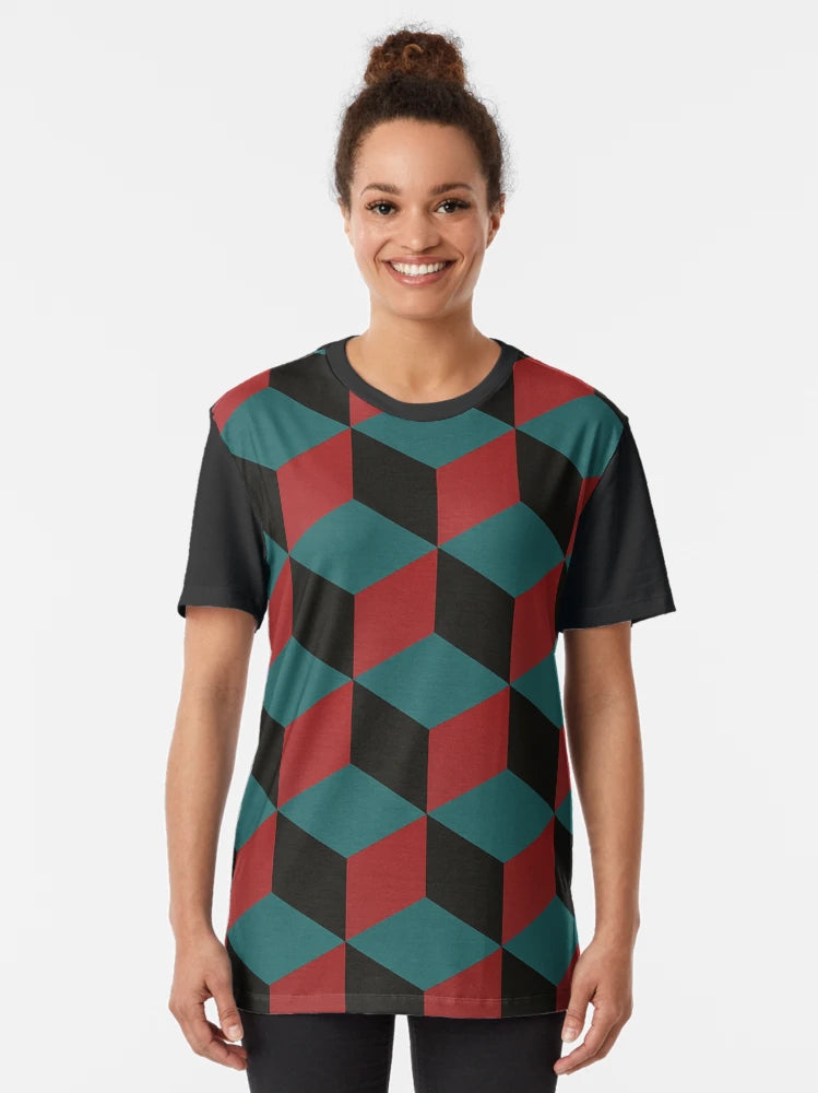 3D Illusion Cubes - Teal, Black, Red