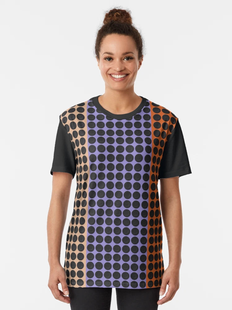 3d Circle Pattern on Tumbleweed, Ube, Vivid Red-Tangelo Colors