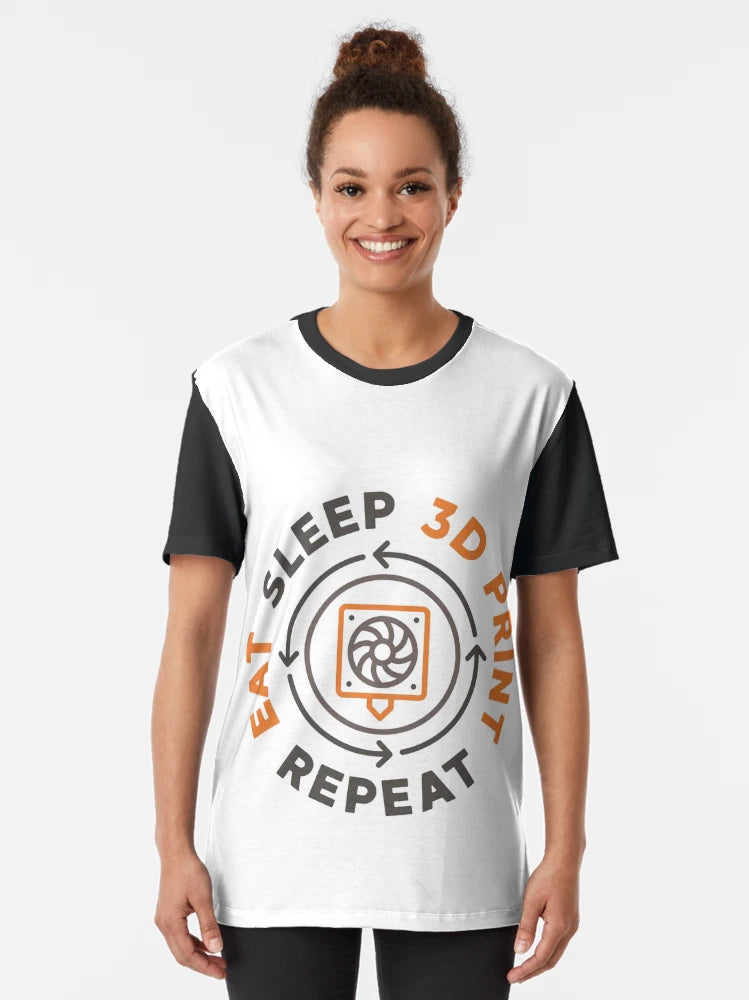 Eat Sleep 3D Print Repeat 3D Printing - 3d Printer round Design