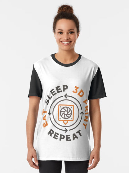 Eat Sleep 3D Print Repeat 3D Printing - 3d Printer round Design