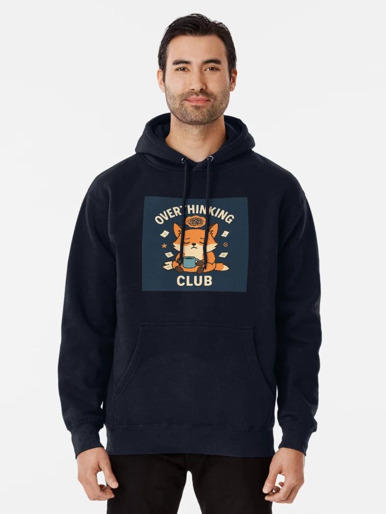 Overthinking Club – Cute Coffee Fox Mental Health Design
