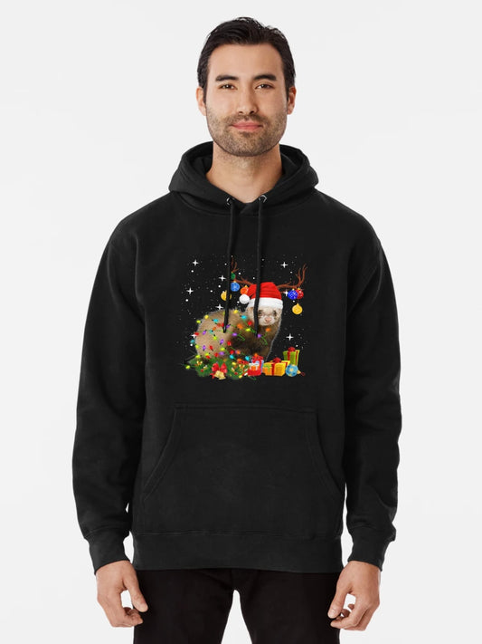 Ferret Reindeer Christmas Light shirt T-Shirt