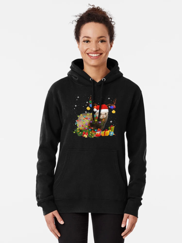 Ferret Reindeer Christmas Light shirt T-Shirt