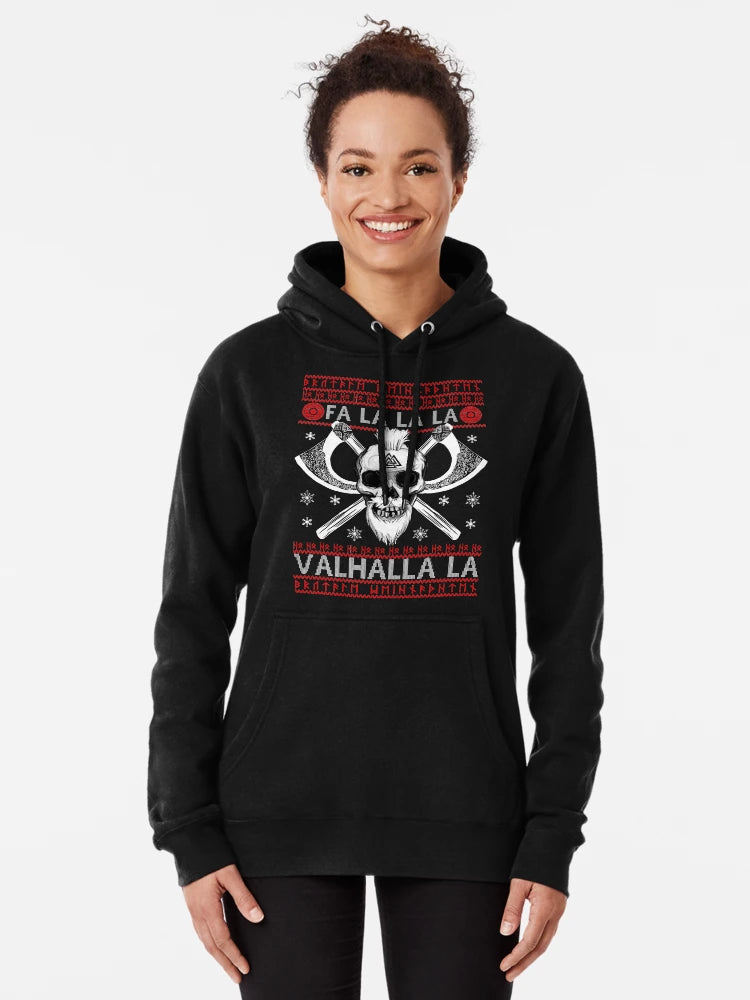 FA LA LA LA VALHALLA LA Bearded Skull Valknut Viking Ugly Christmas Sweater