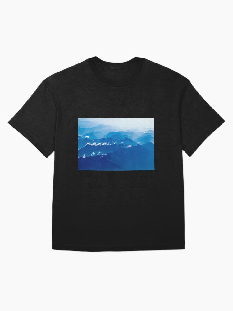 Aerial view of Swiss mountains in blue