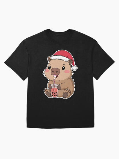 Adorable Capybara with a Christmas hat