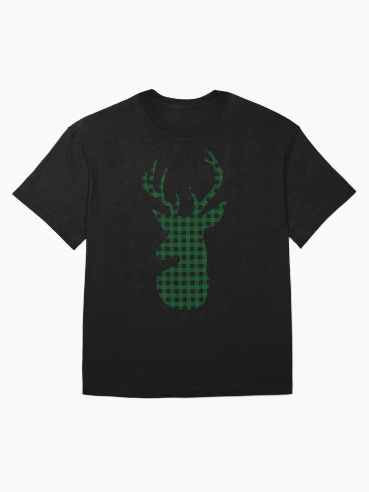 Elegant Green Plaid Deer Design