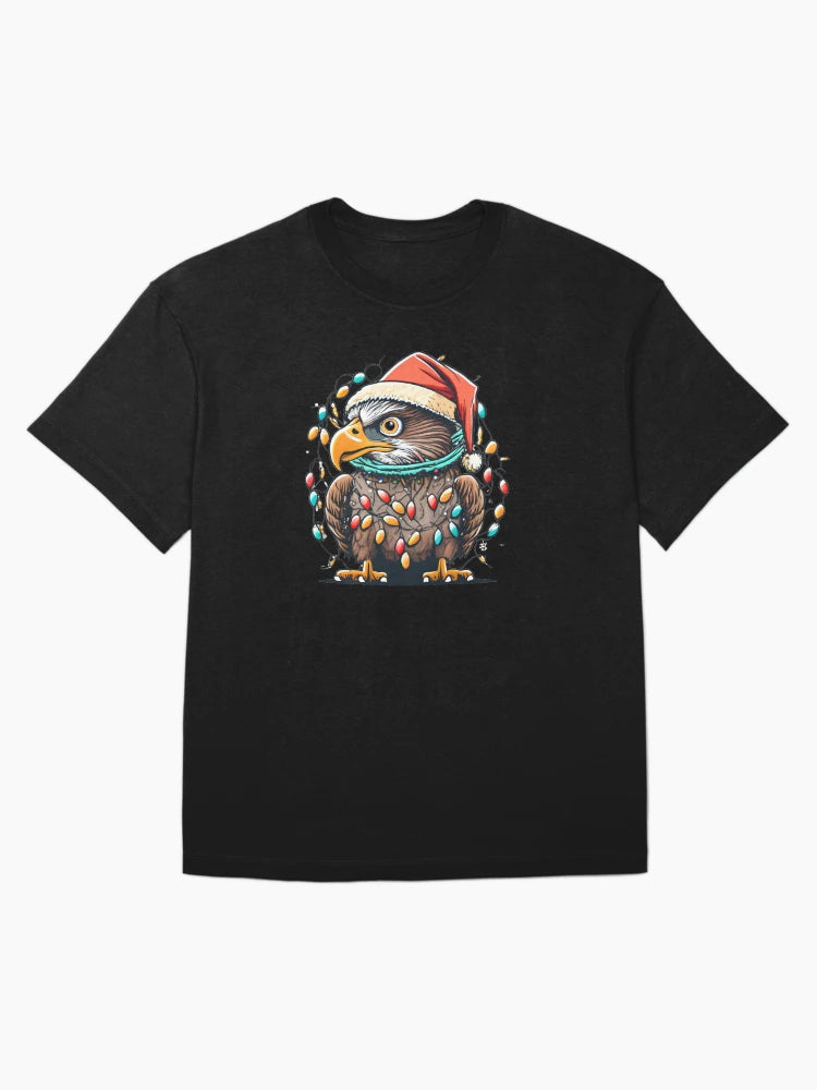 Eagle With Santa Hat And Christmas Lights