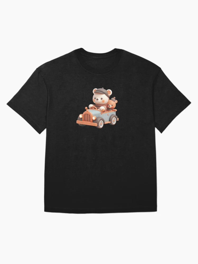 3D Mother Bear and Baby Bear Riding a Car, Cute Bear Riding a Car, Adorable Kawaii Bear Riding a Car