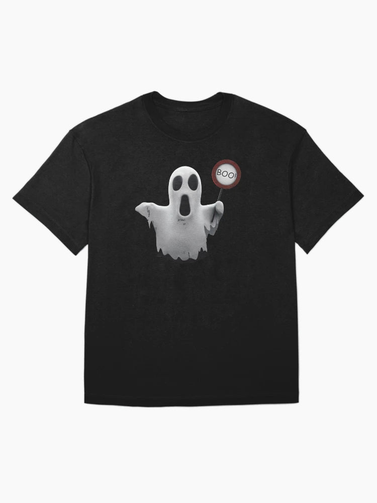 Ghost holding Boo sign!