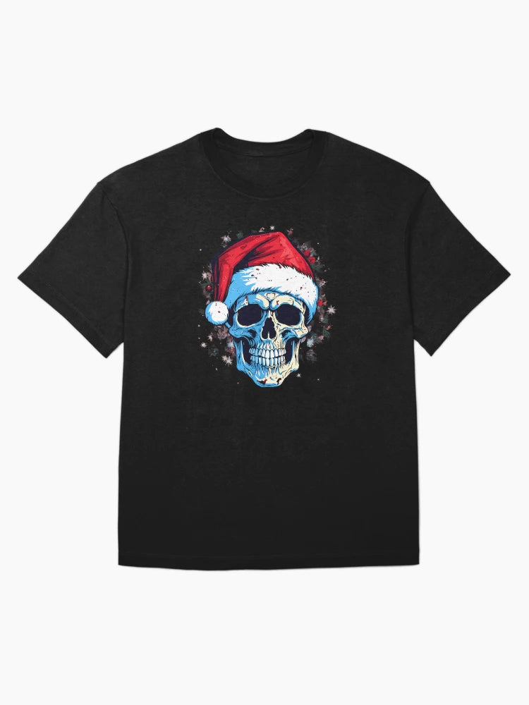 A skull with Santa Claus’s hat