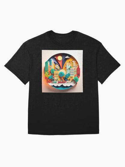 3D Effect Papercut Art - Cityscape Scene