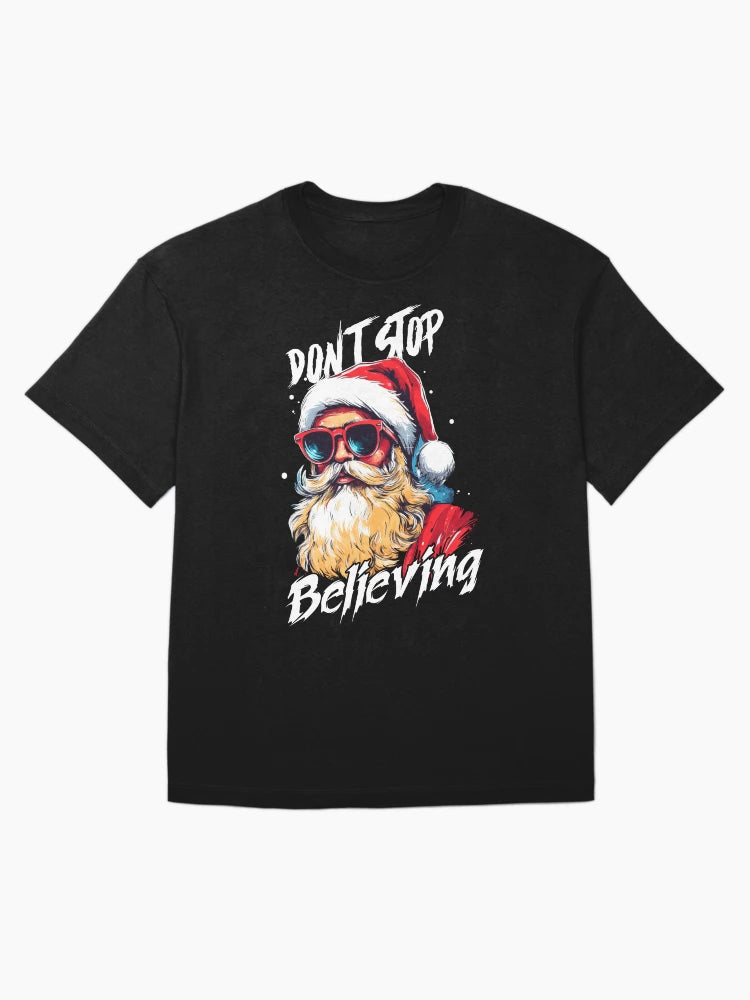 Don't Stop Believing Cool Santa with Sunglasses Funny Xmas
