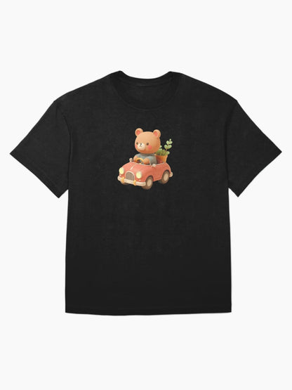 3D Baby Bear Riding a Car, Cute Bear Riding a Car, Adorable Kawaii Bear Riding a Car