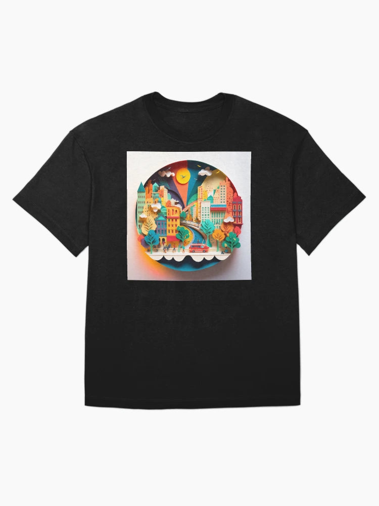 3D Effect Papercut Art - Cityscape Scene