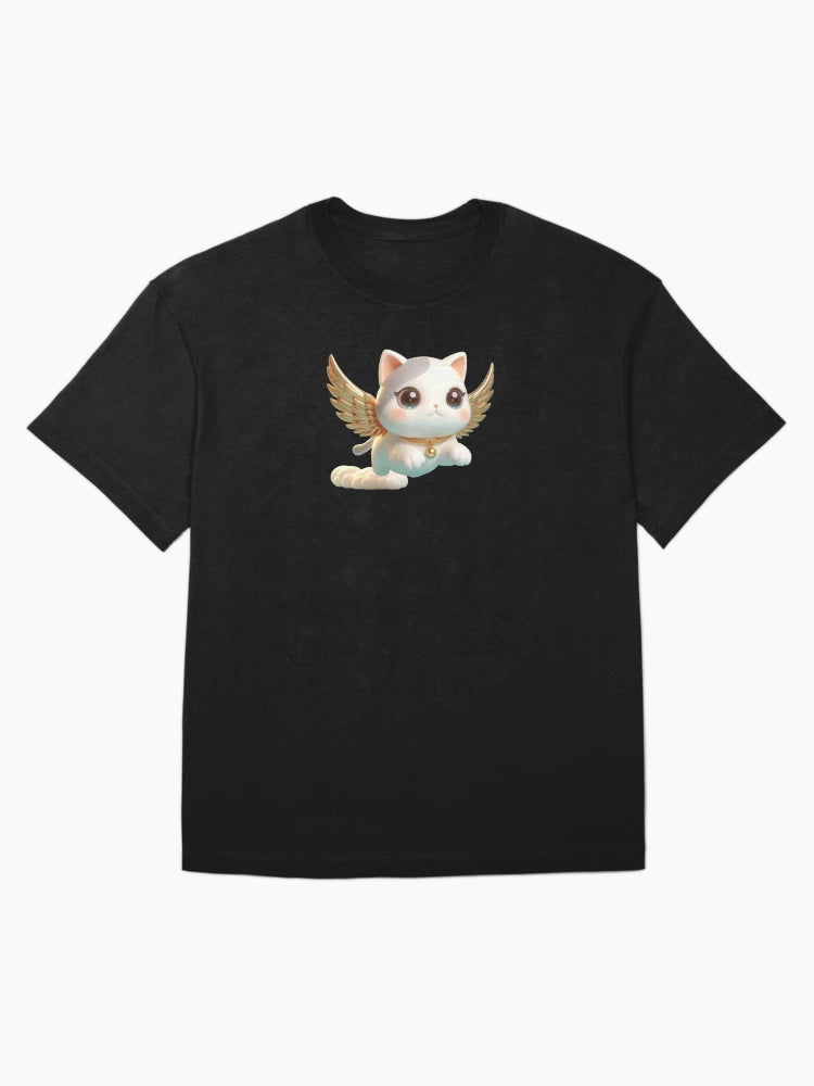 3D Cute Cat with Golden Wings, Kawaii Cat with Wings, Adorable Cute Cat