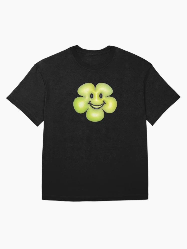 3d green flower smiley face.