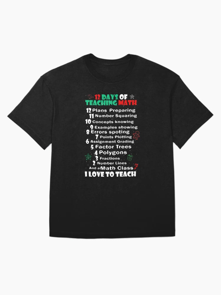 12 Days of Math T Shirt for Teacher Merry Christmas Shirt