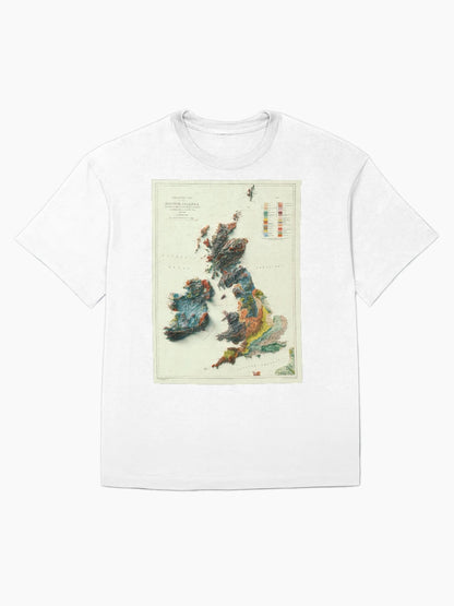 1912 3D Ireland, British Islands and England Geological Relief Map digitally rendered