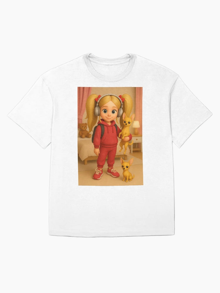 3D girl and her puppies