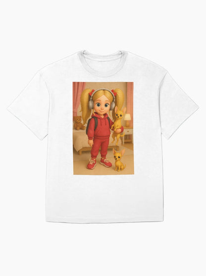 3D girl and her puppies