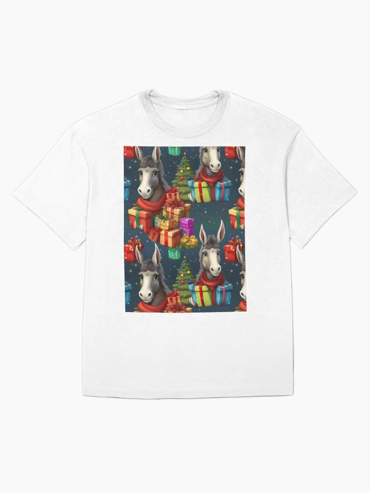 A Drove of Colourful Donkeys: A busy pattern featuring a drove of colourful donkeys with gifts.