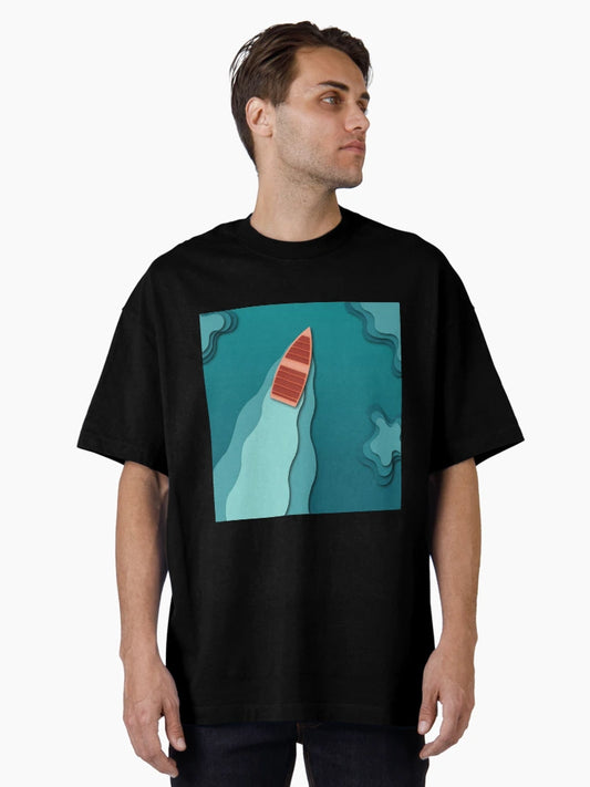 3D illustration Boat on a lake