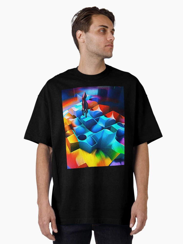 Abstract 3D art. Colorful magical landscape